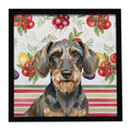 Wirehaired Wild Boar Dachshund Vegetables Framed Metal Print Bathroom, Kitchen, Office, Home Decor Wall Art Ready to Hang, Square, 8X8
