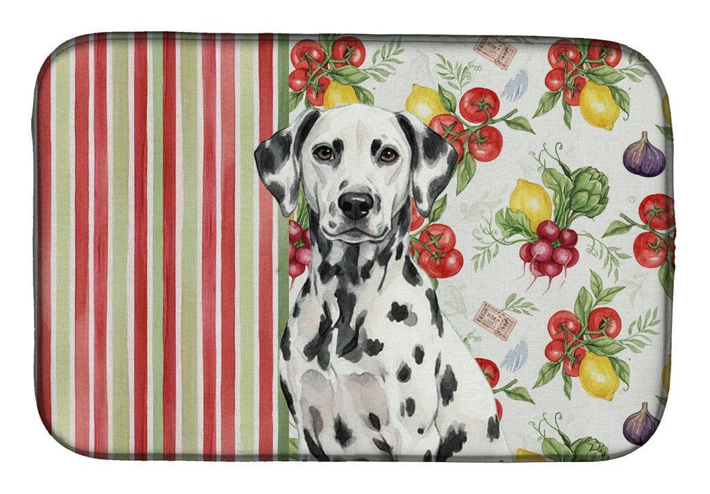 Dalmatian Vegetables Dish Drying Mat Absorbent Dish Drying Mat Pad for Kitchen Counter Dish Drainer Mat for Countertop, 14 x 21", Multicolor
