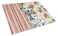 Dalmatian Vegetables Cutting Board Tempered Glass Kitchen Cutting Surface, Heat Resistant Chopping, Non-Slip Feet, Food Prep & Serving