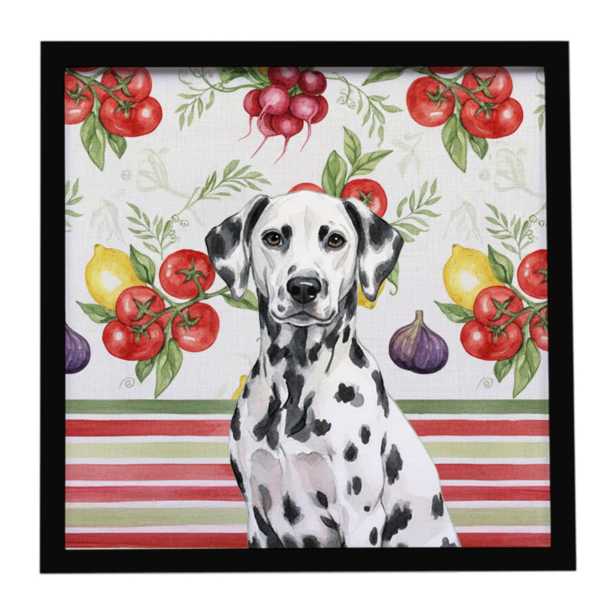 Dalmatian Vegetables Framed Metal Print Bathroom, Kitchen, Office, Home Decor Wall Art Ready to Hang, Square, 8X8