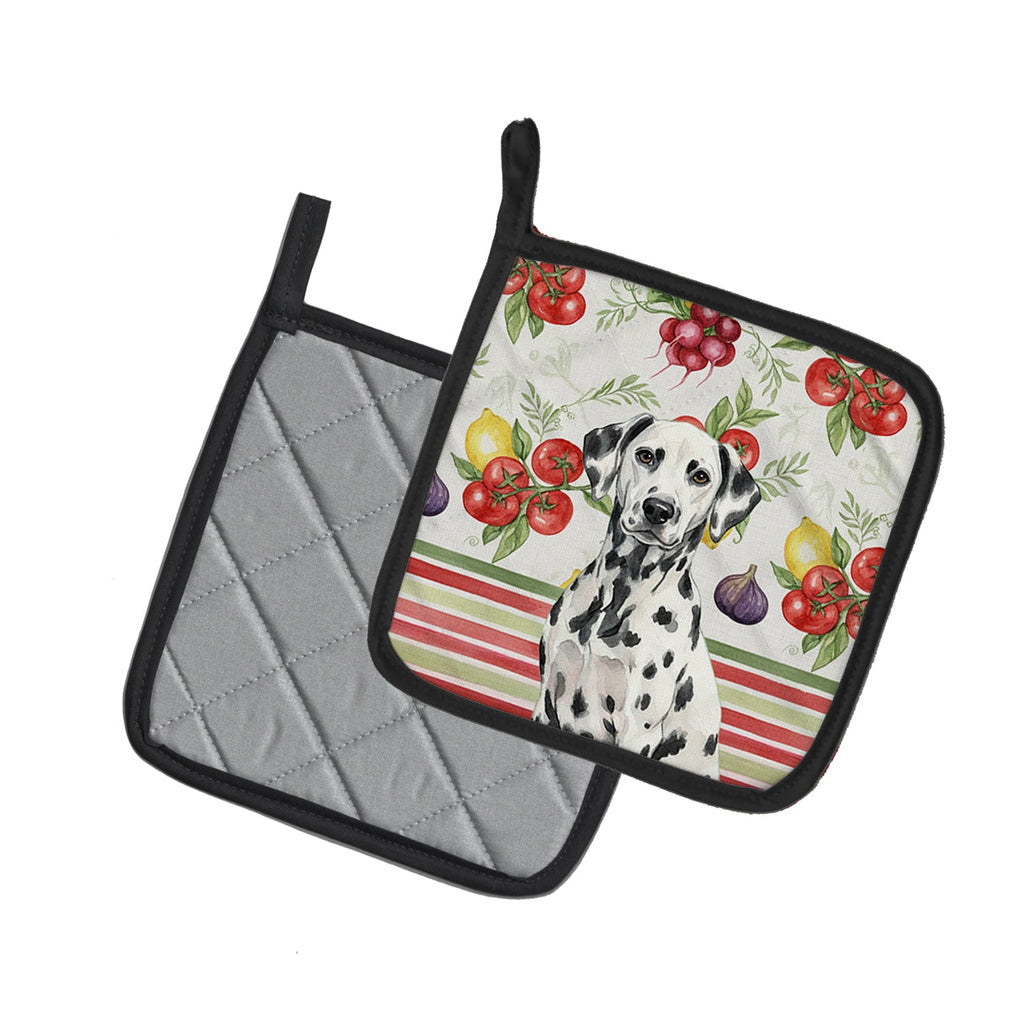 Dalmatian Vegetables Pot Holder Set of 2 Heat Resistant Quilted Hot Pads 7.5 x 7.5 Inch, Insulated Kitchen Trivets for Cooking & Baking