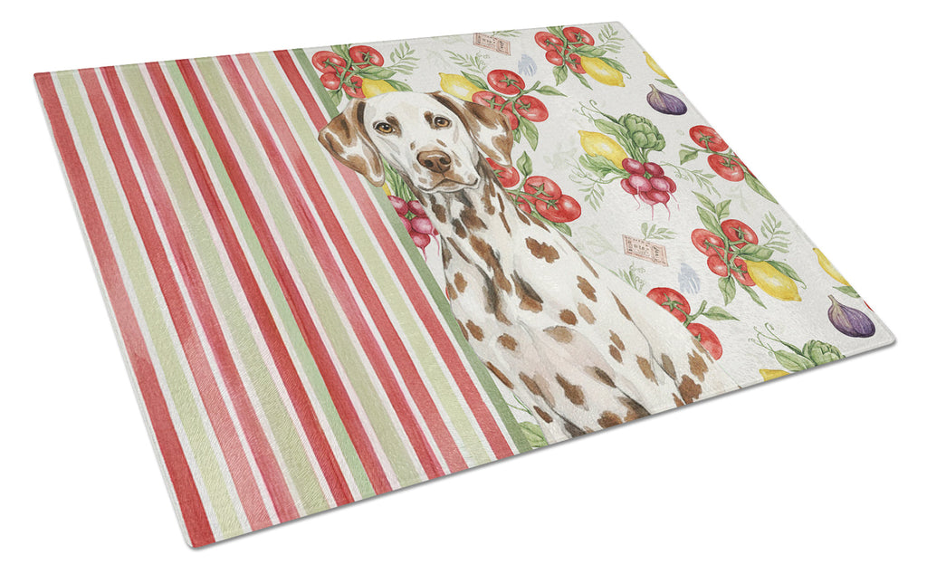 Liver Dalmatian Vegetables Cutting Board Tempered Glass Kitchen Cutting Surface, Heat Resistant Chopping, Non-Slip Feet, Food Prep & Serving