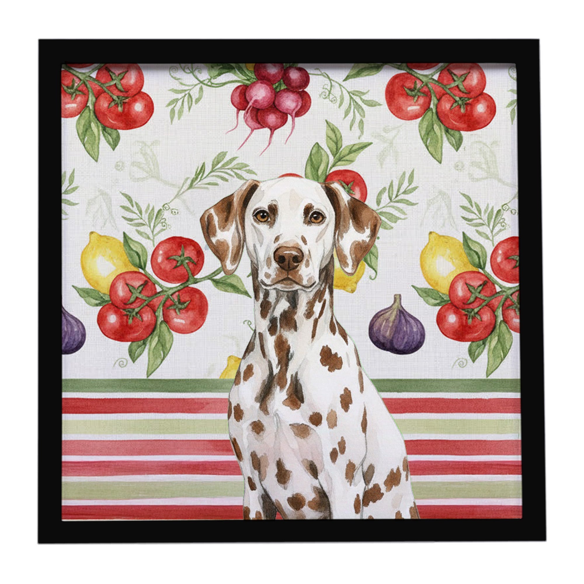 Liver Dalmatian Vegetables Framed Metal Print Bathroom, Kitchen, Office, Home Decor Wall Art Ready to Hang, Square, 8X8
