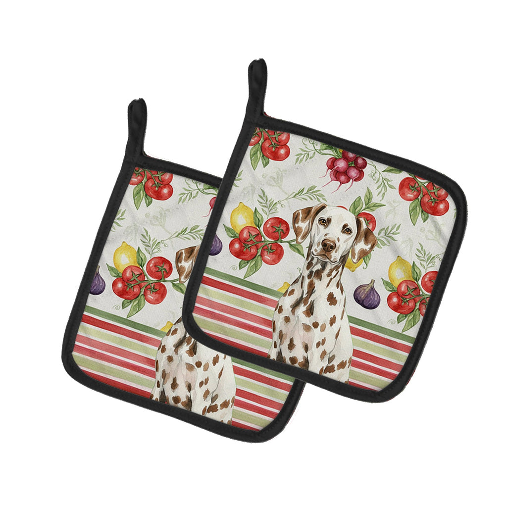 Liver Dalmatian Vegetables Pot Holder Set of 2 Heat Resistant Quilted Hot Pads 7.5 x 7.5 Inch, Insulated Kitchen Trivets for Cooking & Baking