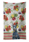 Blue Doberman Pinscher Vegetables Kitchen Towel Velour Plush Front and Cotton Loop Back Machine Washable