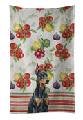 Doberman Pinscher Vegetables Kitchen Towel Velour Plush Front and Cotton Loop Back Machine Washable