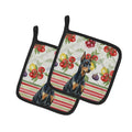 Doberman Pinscher Vegetables Pot Holder Set of 2 Heat Resistant Quilted Hot Pads 7.5 x 7.5 Inch, Insulated Kitchen Trivets for Cooking & Baking