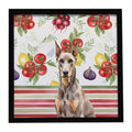Fawn Doberman Pinscher Vegetables Framed Metal Print Bathroom, Kitchen, Office, Home Decor Wall Art Ready to Hang, Square, 8X8