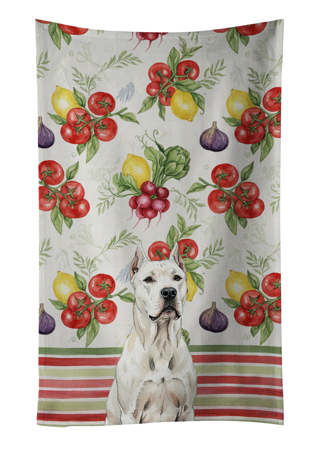Dogo Argentino Vegetables Kitchen Towel Velour Plush Front and Cotton Loop Back Machine Washable
