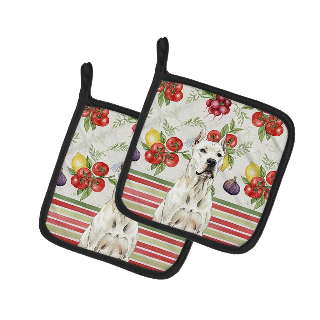 Dogo Argentino Vegetables Pot Holder Set of 2 Heat Resistant Quilted Hot Pads 7.5 x 7.5 Inch, Insulated Kitchen Trivets for Cooking & Baking