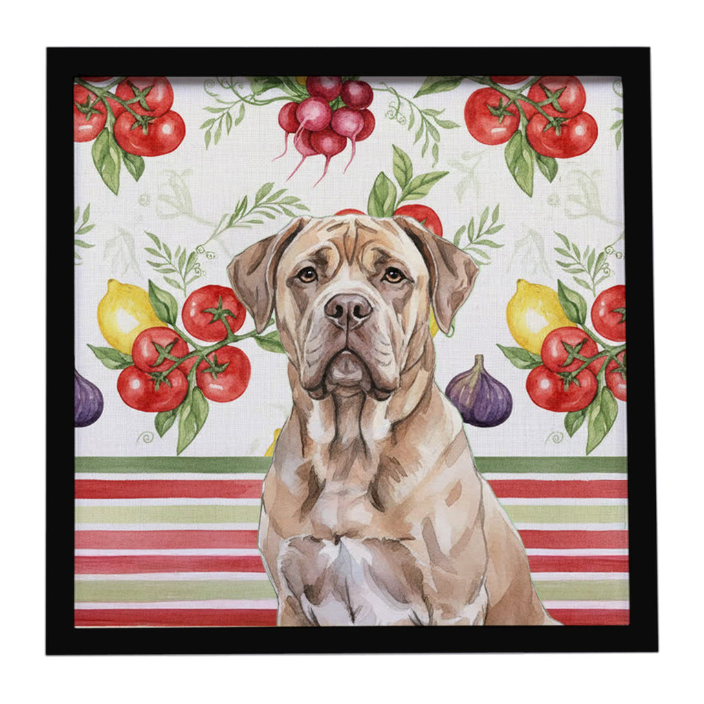 Isabella Dogue de Bordeaux Vegetables Framed Metal Print Bathroom, Kitchen, Office, Home Decor Wall Art Ready to Hang, Square, 8X8