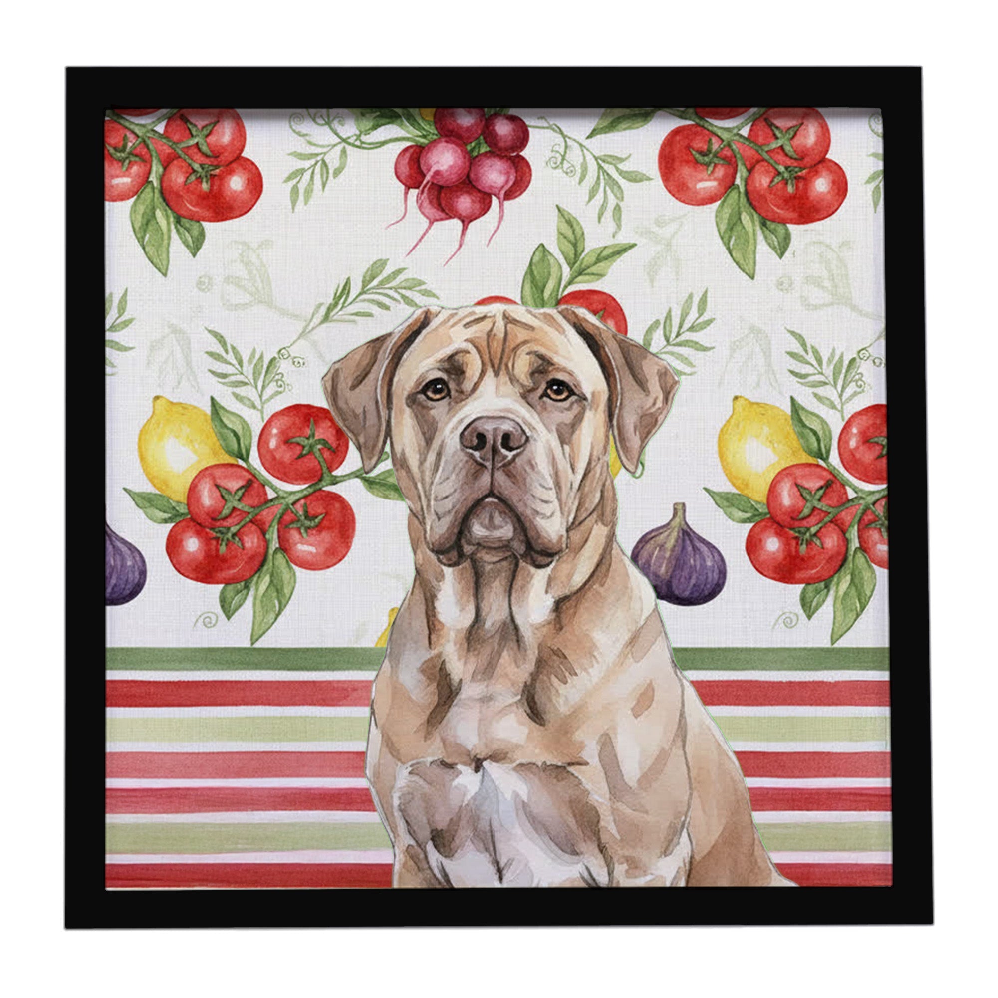 Isabella Dogue de Bordeaux Vegetables Framed Metal Print Bathroom, Kitchen, Office, Home Decor Wall Art Ready to Hang, Square, 8X8