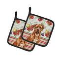 Mahogany Dogue de Bordeaux Vegetables Pot Holder Set of 2 Heat Resistant Quilted Hot Pads 7.5 x 7.5 Inch, Insulated Kitchen Trivets for Cooking & Baking