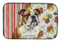 Brindle and White English Bulldog Vegetables Dish Drying Mat Absorbent Dish Drying Mat Pad for Kitchen Counter Dish Drainer Mat for Countertop, 14 x 21", Multicolor