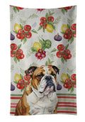 Brindle and White English Bulldog Vegetables Kitchen Towel Velour Plush Front and Cotton Loop Back Machine Washable