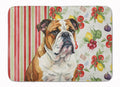 Brindle and White English Bulldog Vegetables Memory Foam Kitchen Mat Machine Washable Anti-Fatigue Cushion Comfort Bath or Kitchen Rug