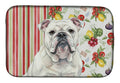 White English Bulldog Vegetables Dish Drying Mat Absorbent Dish Drying Mat Pad for Kitchen Counter Dish Drainer Mat for Countertop, 14 x 21", Multicolor