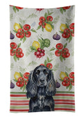 Black English Cocker Spaniel Vegetables Kitchen Towel Velour Plush Front and Cotton Loop Back Machine Washable