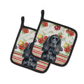 Black English Cocker Spaniel Vegetables Pot Holder Set of 2 Heat Resistant Quilted Hot Pads 7.5 x 7.5 Inch, Insulated Kitchen Trivets for Cooking & Baking
