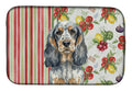 Blue Roan & Tan English Cocker Spaniel Vegetables Dish Drying Mat Absorbent Dish Drying Mat Pad for Kitchen Counter Dish Drainer Mat for Countertop, 14 x 21", Multicolor