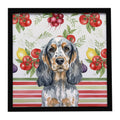 Blue Roan & Tan English Cocker Spaniel Vegetables Framed Metal Print Bathroom, Kitchen, Office, Home Decor Wall Art Ready to Hang, Square, 8X8