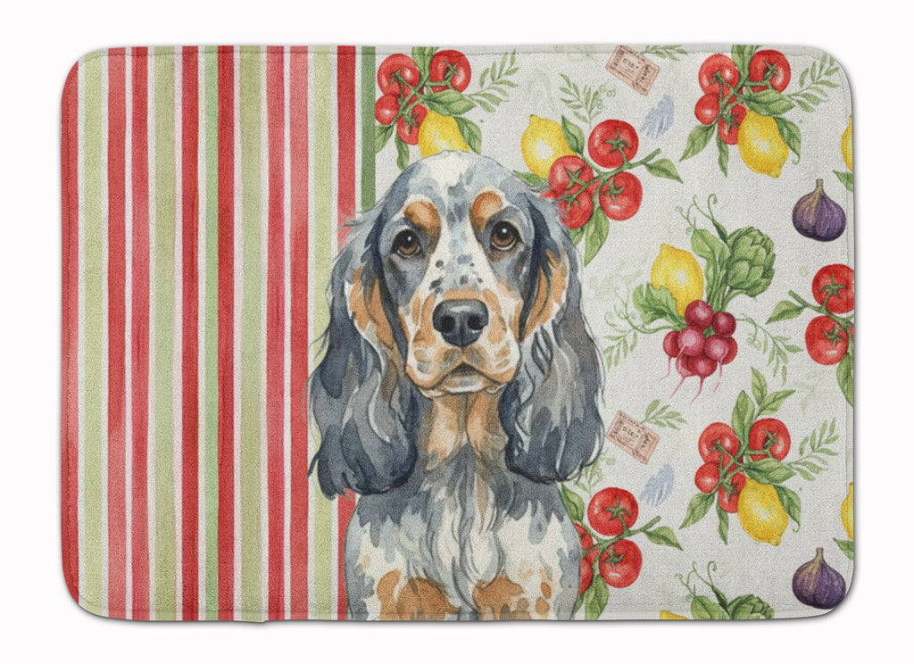 Blue Roan & Tan English Cocker Spaniel Vegetables Memory Foam Kitchen Mat Machine Washable Anti-Fatigue Cushion Comfort Bath or Kitchen Rug