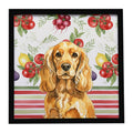Golden English Cocker Spaniel Vegetables Framed Metal Print Bathroom, Kitchen, Office, Home Decor Wall Art Ready to Hang, Square, 8X8