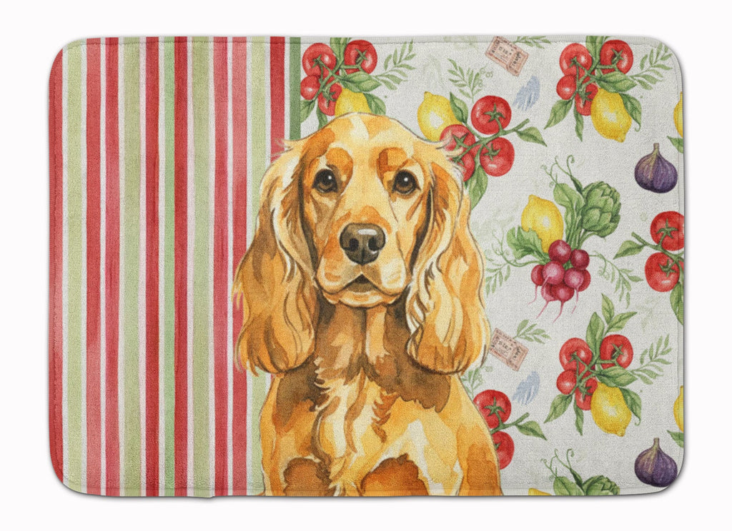 Golden English Cocker Spaniel Vegetables Memory Foam Kitchen Mat Machine Washable Anti-Fatigue Cushion Comfort Bath or Kitchen Rug