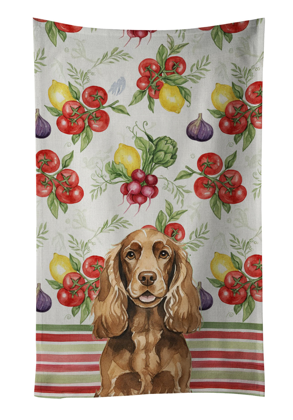 Liver English Cocker Spaniel Vegetables Kitchen Towel Velour Plush Front and Cotton Loop Back Machine Washable