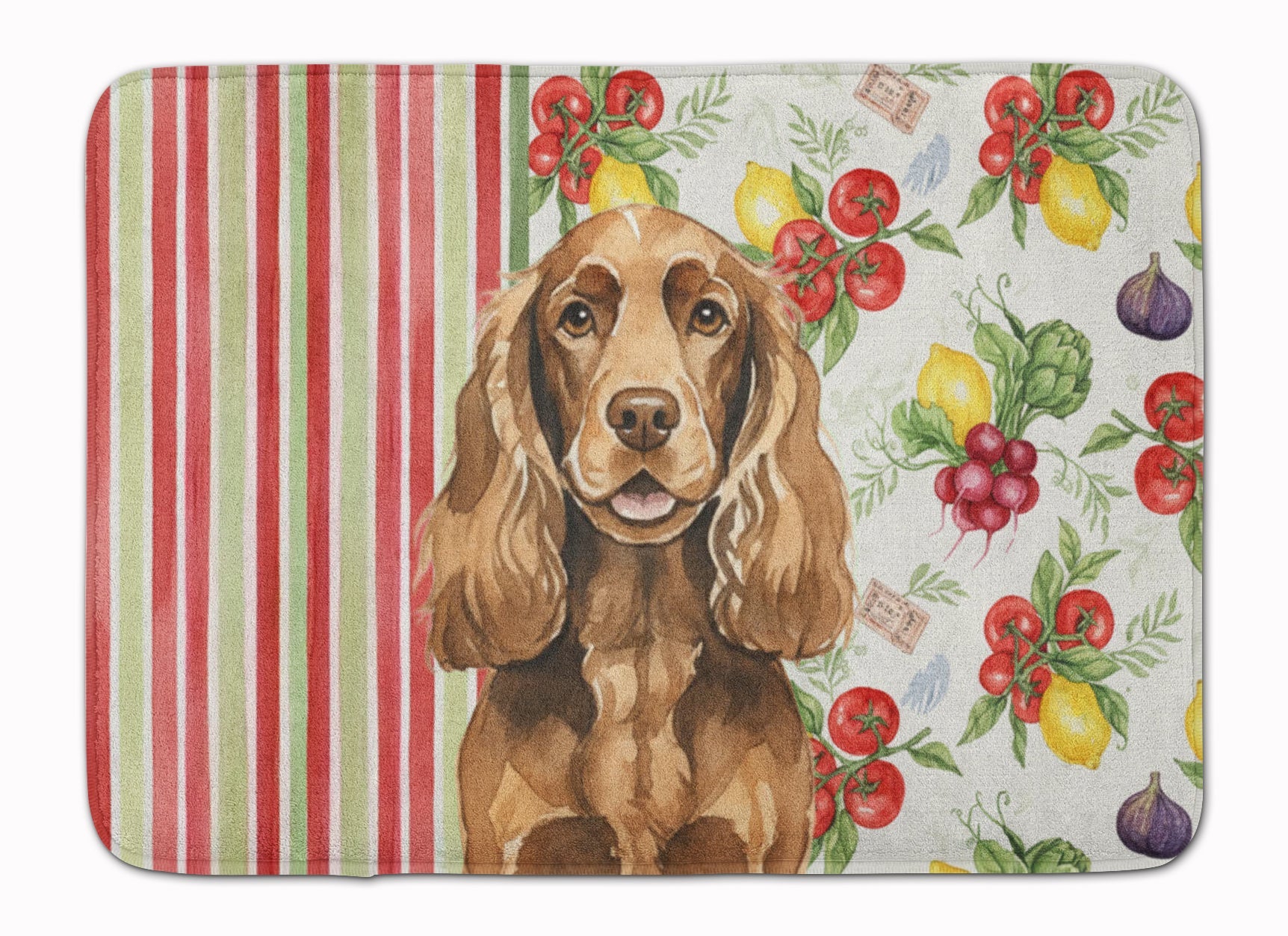 Liver English Cocker Spaniel Vegetables Memory Foam Kitchen Mat Machine Washable Anti-Fatigue Cushion Comfort Bath or Kitchen Rug