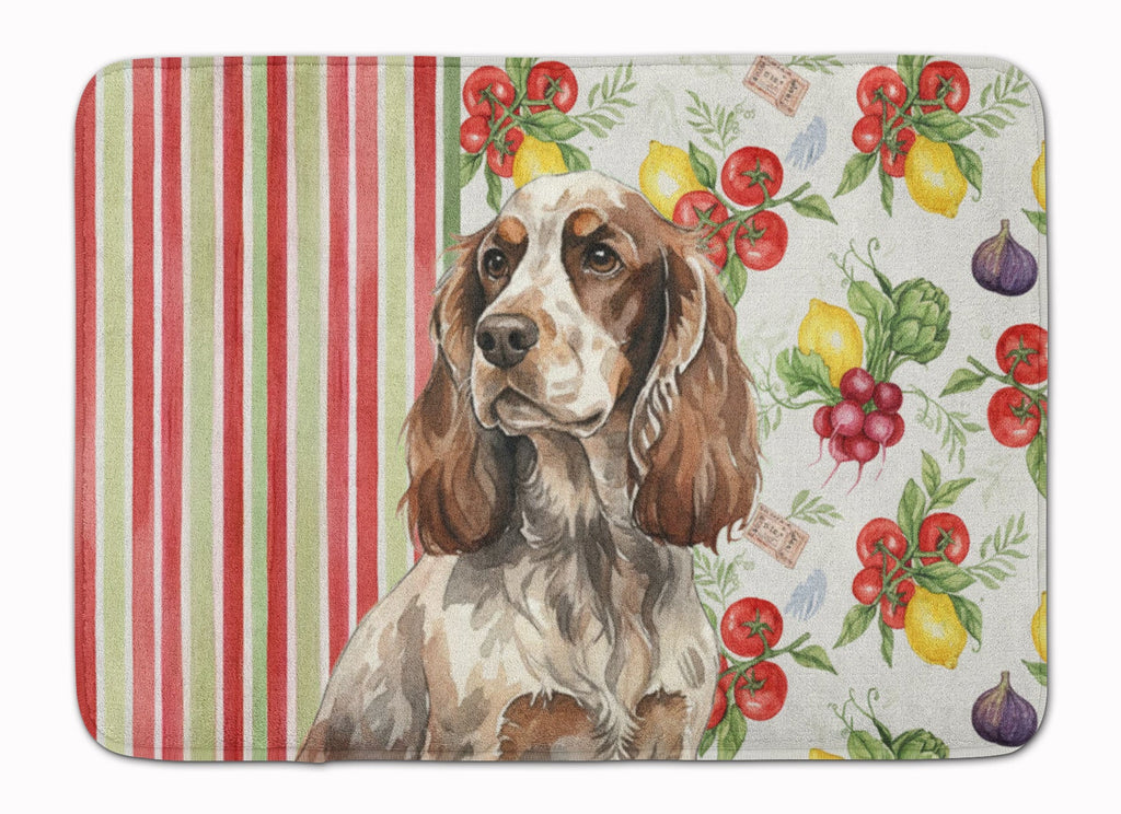 Liver Roan English Cocker Spaniel Vegetables Memory Foam Kitchen Mat Machine Washable Anti-Fatigue Cushion Comfort Bath or Kitchen Rug