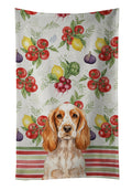 Orange Roan English Cocker Spaniel Vegetables Kitchen Towel Velour Plush Front and Cotton Loop Back Machine Washable