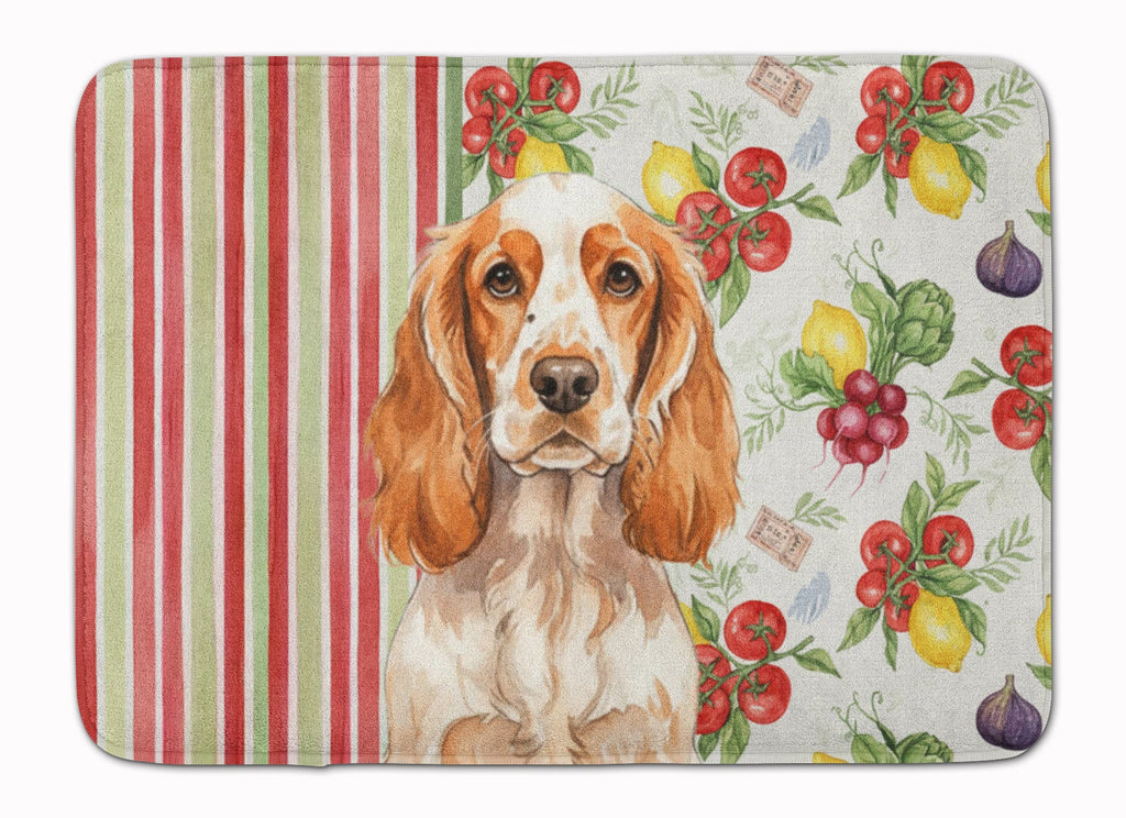Orange Roan English Cocker Spaniel Vegetables Memory Foam Kitchen Mat Machine Washable Anti-Fatigue Cushion Comfort Bath or Kitchen Rug