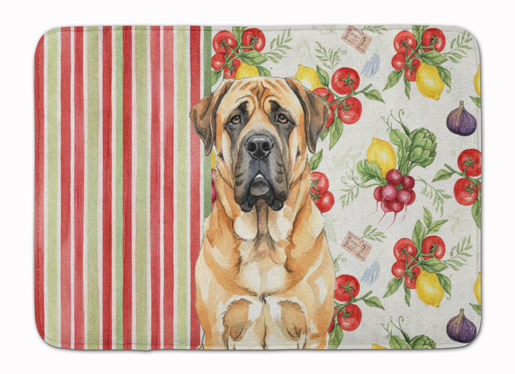 Apricot English Mastiff Vegetables Memory Foam Kitchen Mat Machine Washable Anti-Fatigue Cushion Comfort Bath or Kitchen Rug