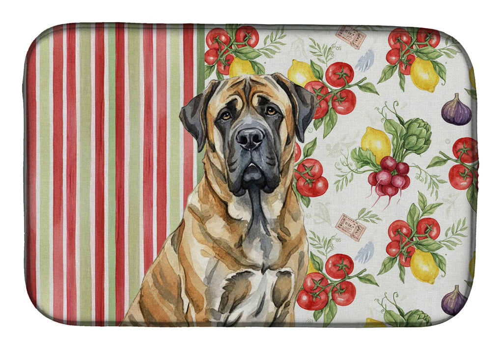 Brindle English Mastiff Vegetables Dish Drying Mat Absorbent Dish Drying Mat Pad for Kitchen Counter Dish Drainer Mat for Countertop, 14 x 21", Multicolor