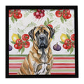 Brindle English Mastiff Vegetables Framed Metal Print Bathroom, Kitchen, Office, Home Decor Wall Art Ready to Hang, Square, 8X8