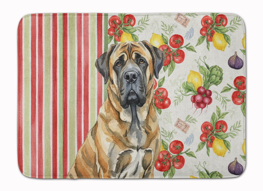 Brindle English Mastiff Vegetables Memory Foam Kitchen Mat Machine Washable Anti-Fatigue Cushion Comfort Bath or Kitchen Rug
