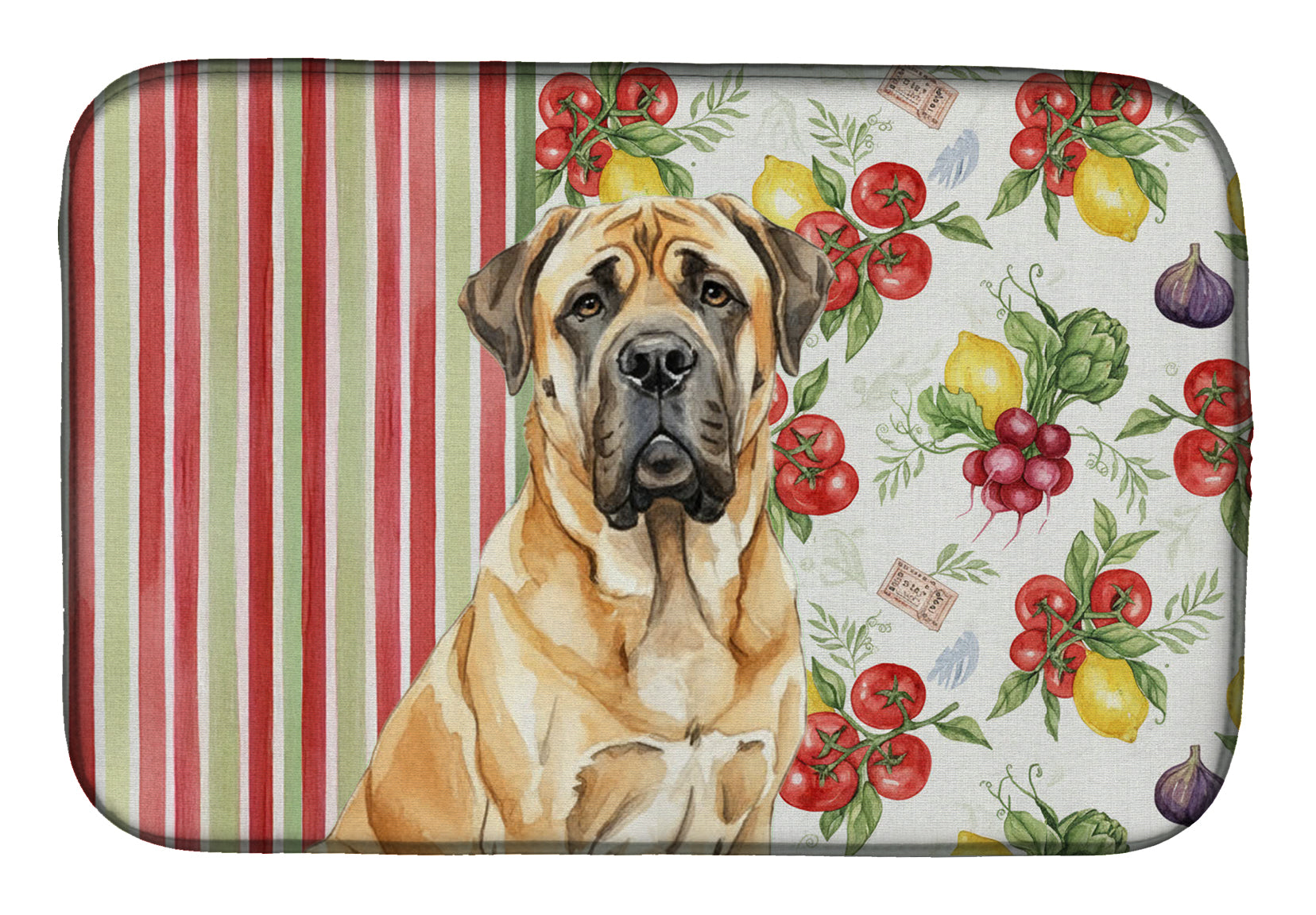 Fawn English Mastiff Vegetables Dish Drying Mat Absorbent Dish Drying Mat Pad for Kitchen Counter Dish Drainer Mat for Countertop, 14 x 21", Multicolor