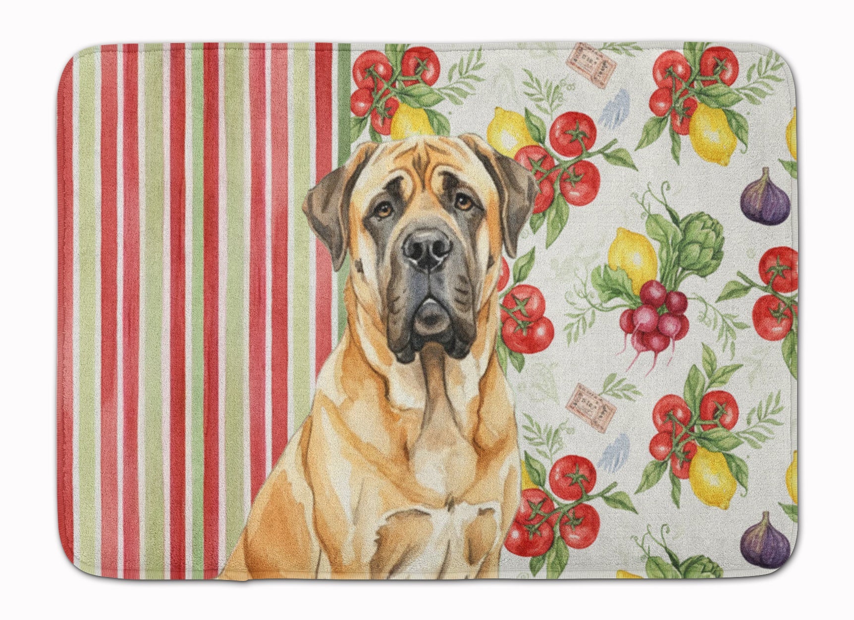 Fawn English Mastiff Vegetables Memory Foam Kitchen Mat Machine Washable Anti-Fatigue Cushion Comfort Bath or Kitchen Rug