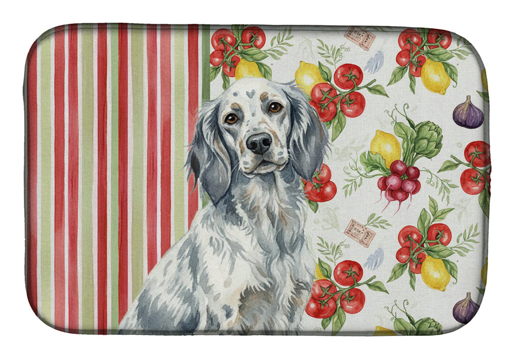 Blue Belton English Setter Vegetables Dish Drying Mat Absorbent Dish Drying Mat Pad for Kitchen Counter Dish Drainer Mat for Countertop, 14 x 21", Multicolor