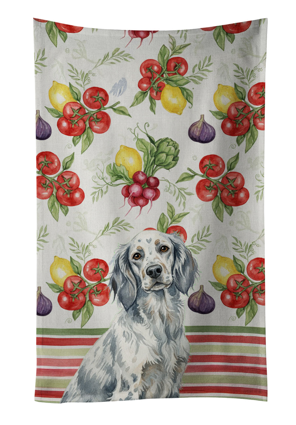 Blue Belton English Setter Vegetables Kitchen Towel Velour Plush Front and Cotton Loop Back Machine Washable