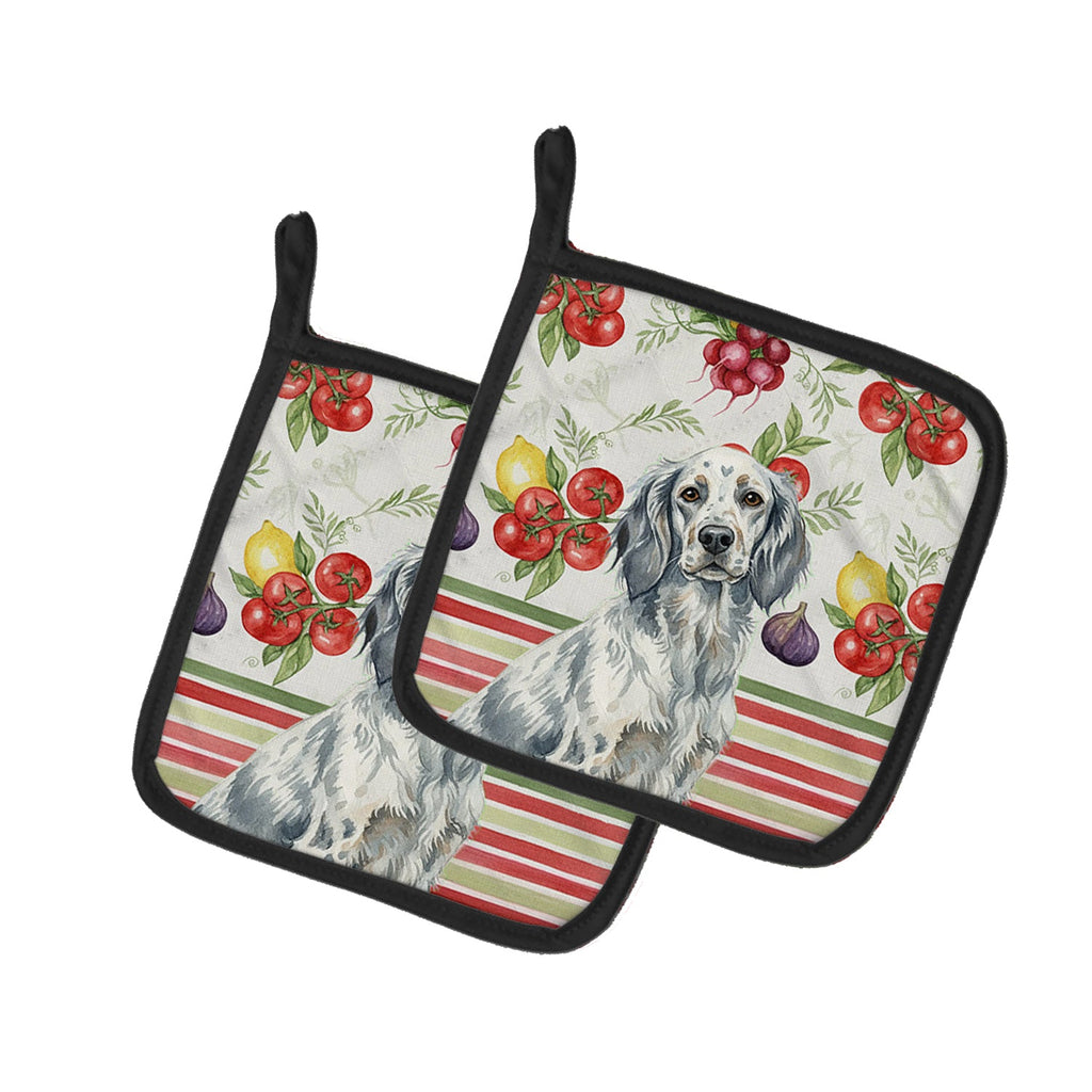 Blue Belton English Setter Vegetables Pot Holder Set of 2 Heat Resistant Quilted Hot Pads 7.5 x 7.5 Inch, Insulated Kitchen Trivets for Cooking & Baking