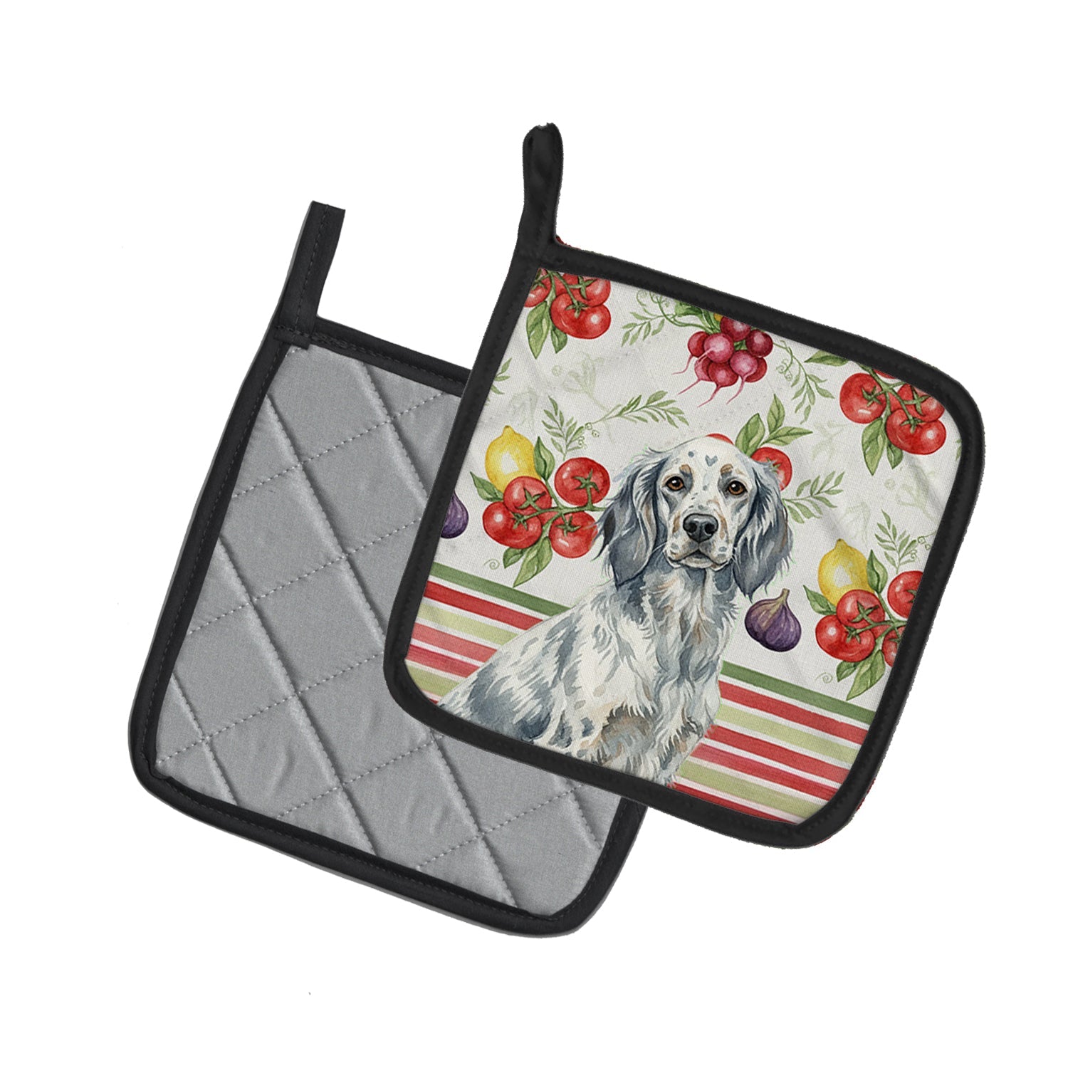 Blue Belton English Setter Vegetables Pot Holder Set of 2 Heat Resistant Quilted Hot Pads 7.5 x 7.5 Inch, Insulated Kitchen Trivets for Cooking & Baking
