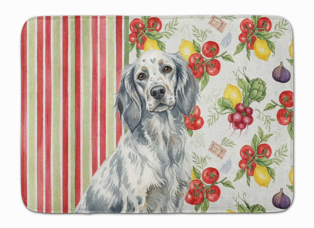 Blue Belton English Setter Vegetables Memory Foam Kitchen Mat Machine Washable Anti-Fatigue Cushion Comfort Bath or Kitchen Rug