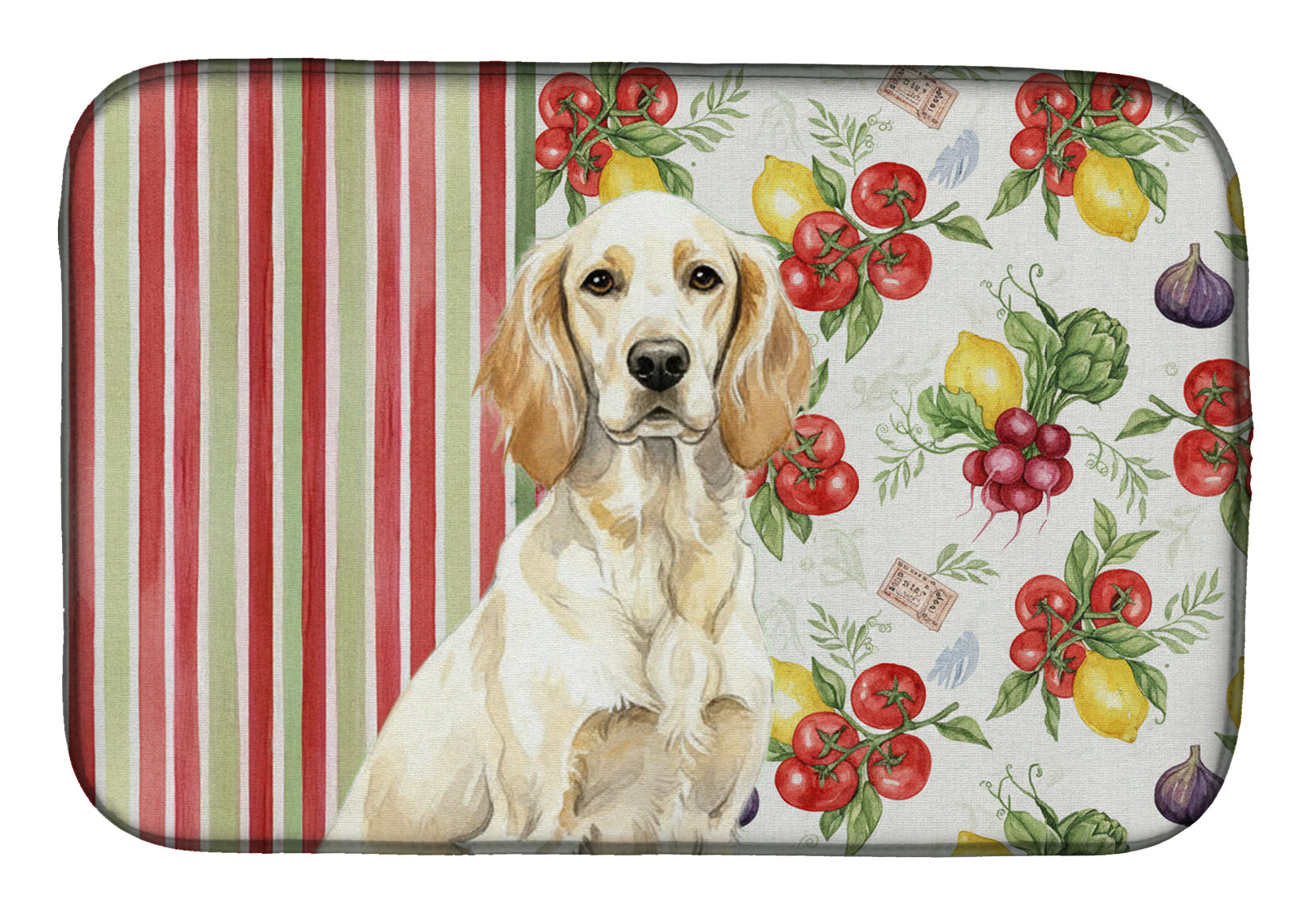 Lemon Belton English Setter Vegetables Dish Drying Mat Absorbent Dish Drying Mat Pad for Kitchen Counter Dish Drainer Mat for Countertop, 14 x 21", Multicolor