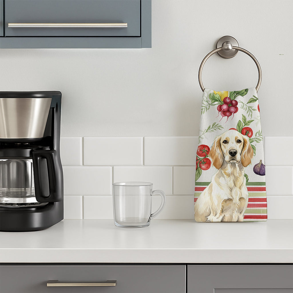 Lemon Belton English Setter Vegetables Kitchen Towel Velour Plush Front and Cotton Loop Back Machine Washable
