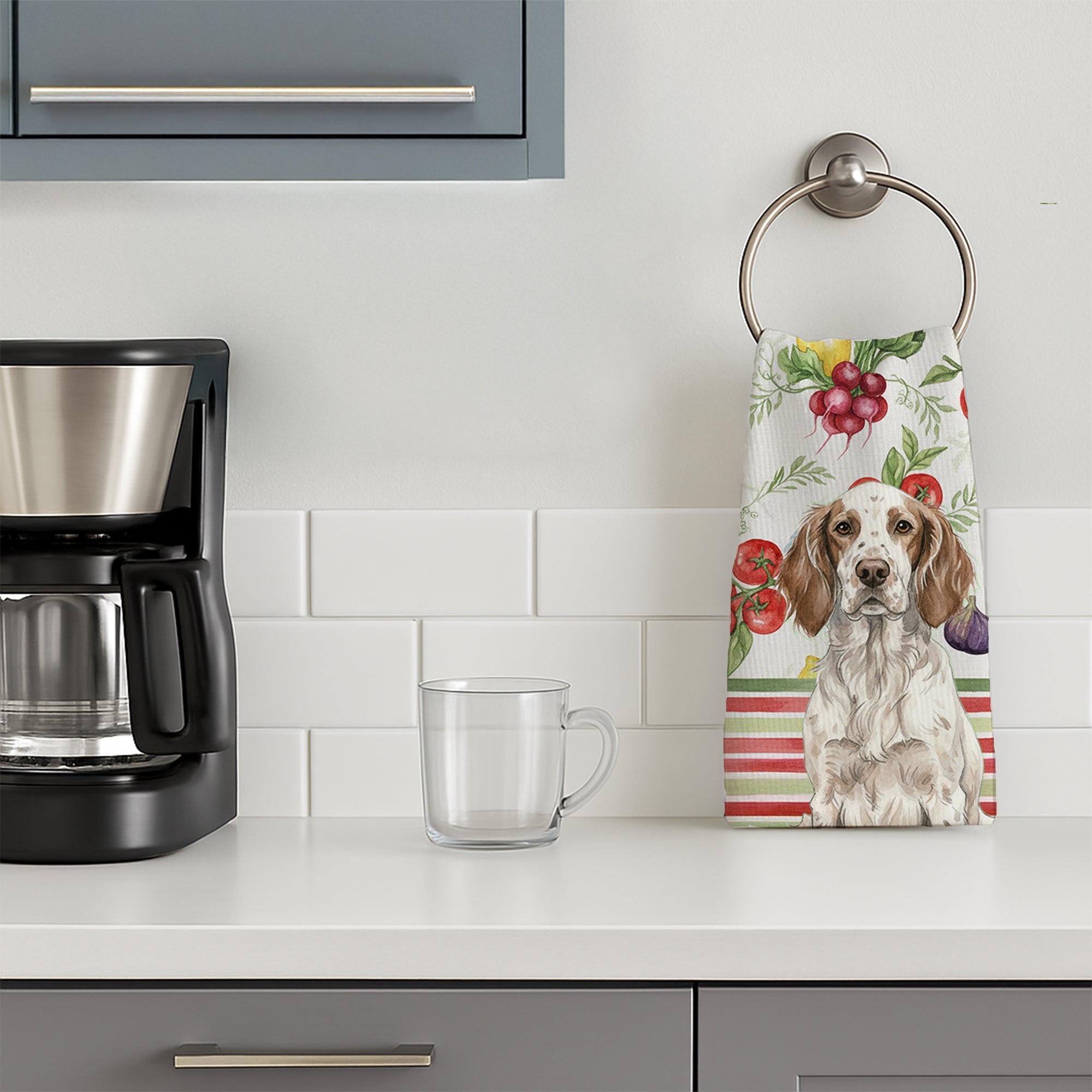 Liver Belton English Setter Vegetables Kitchen Towel Velour Plush Front and Cotton Loop Back Machine Washable