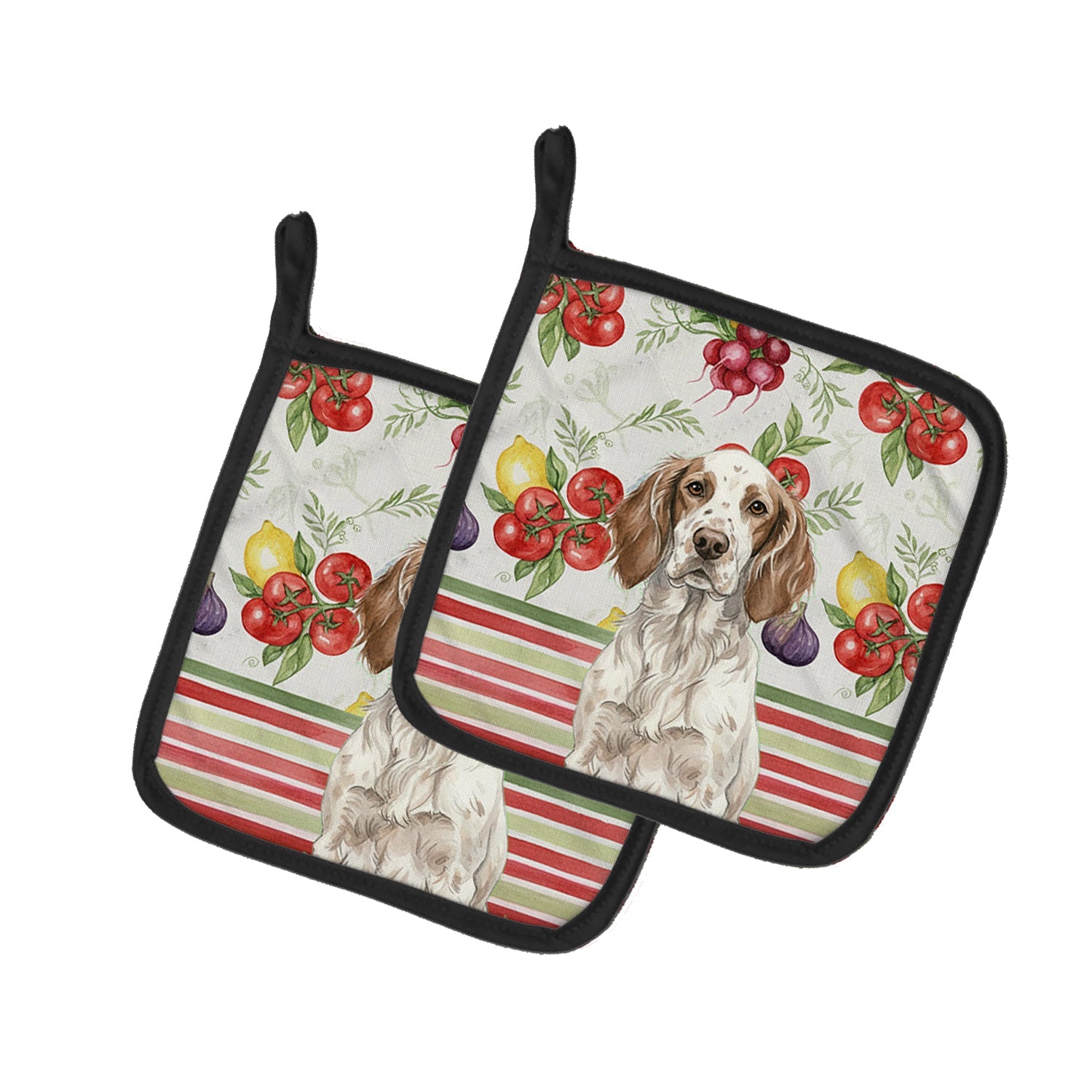 Liver Belton English Setter Vegetables Pot Holder Set of 2 Heat Resistant Quilted Hot Pads 7.5 x 7.5 Inch, Insulated Kitchen Trivets for Cooking & Baking