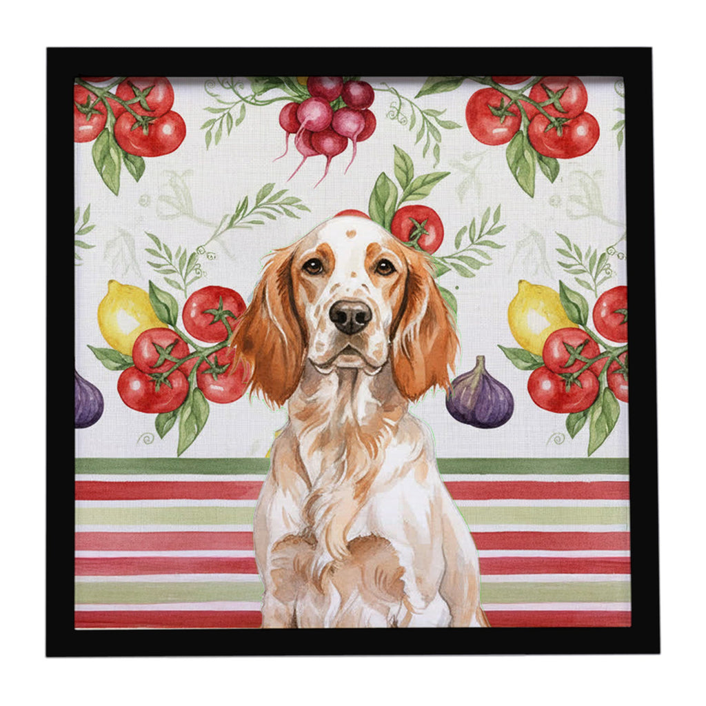 Orange Belton English Setter Vegetables Framed Metal Print Bathroom, Kitchen, Office, Home Decor Wall Art Ready to Hang, Square, 8X8