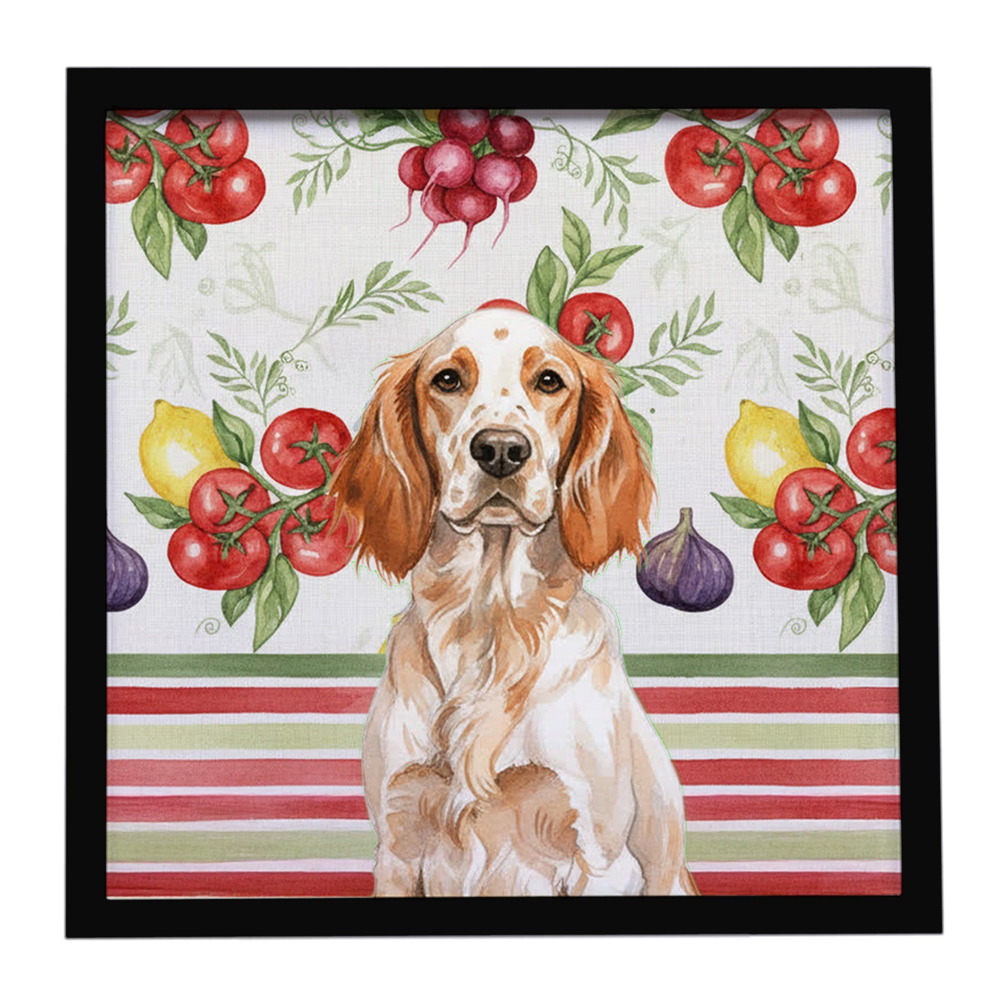 Orange Belton English Setter Vegetables Framed Metal Print Bathroom, Kitchen, Office, Home Decor Wall Art Ready to Hang, Square, 8X8